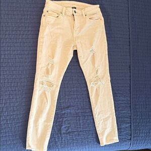 American Eagle Outfitters Women's Light Tan Distressed Skinny Jeans